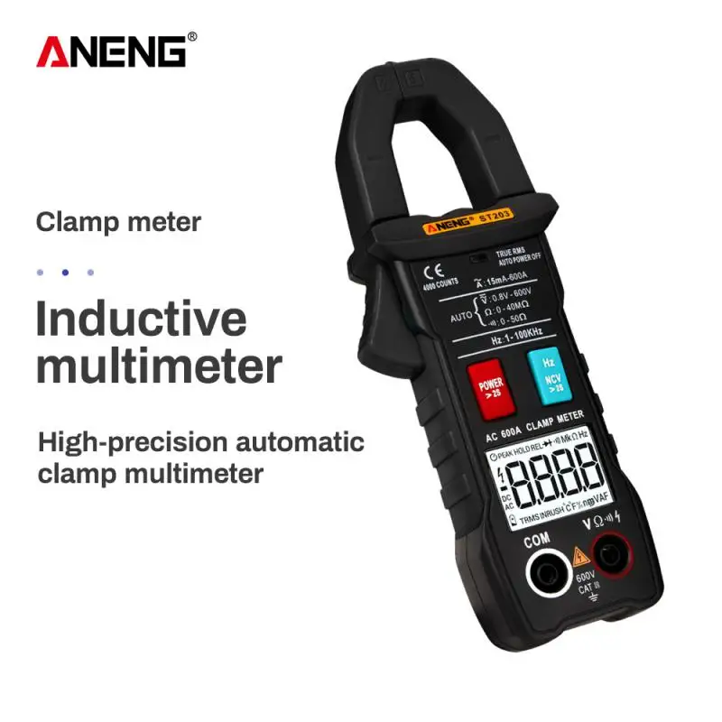 

ANENG ST203 Digital Clamp Meter Multimeter Voltage Detector Professional Multimentro Ammeter Ohm Multi Meter Probes Metro Leads
