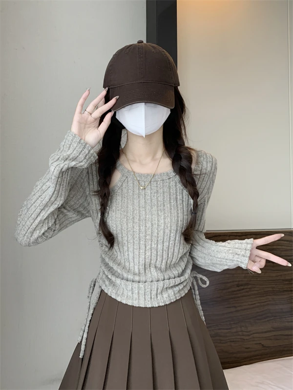 Gyaru Design Drawstring Waist Hugging Утягивающая внутренняя одежда Трикотажная женская