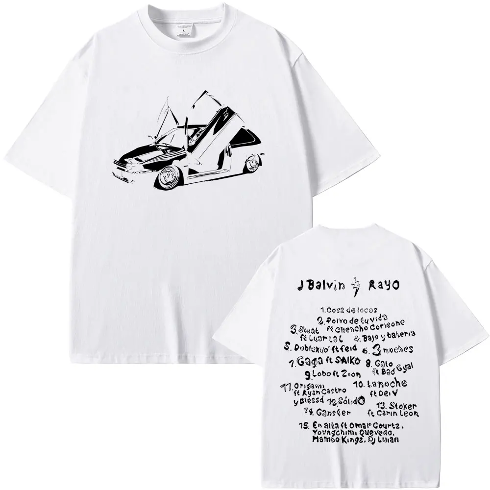 Limited Singer J Balvin Rayo Album Graphics T-Shirt Men Women Hip Hop Fashion T-shirts Men's Oversized Tshirt Vintage Streetwear