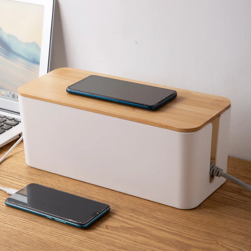 

Imitation teak grain cover socket storage box wire organizer computer hub plug-in board storage box Korean hub box