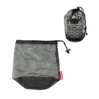 nylon drawstring mesh bag cutlery bottle kettle bottle mesh storage bag travel nylon pouch outdoor camping hiking equipment