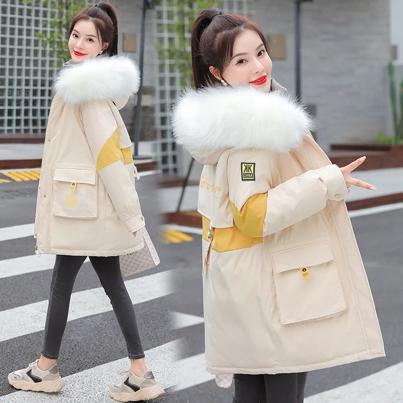 

Fall/winter Parker cotton-padded jacket lamb wool personality age reduction loose casual Korean frock coat