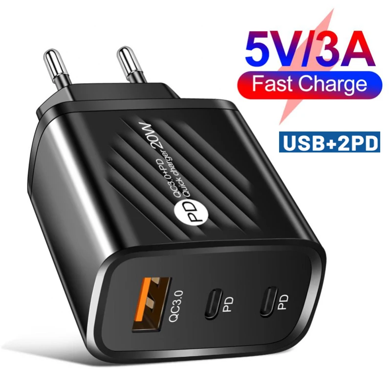 

Portable Us Eu Uk Plug Mobile Wall Charger Quick Charge Usb C Charger Power Adapter Type C Fast Usb Charger Phone Accessories