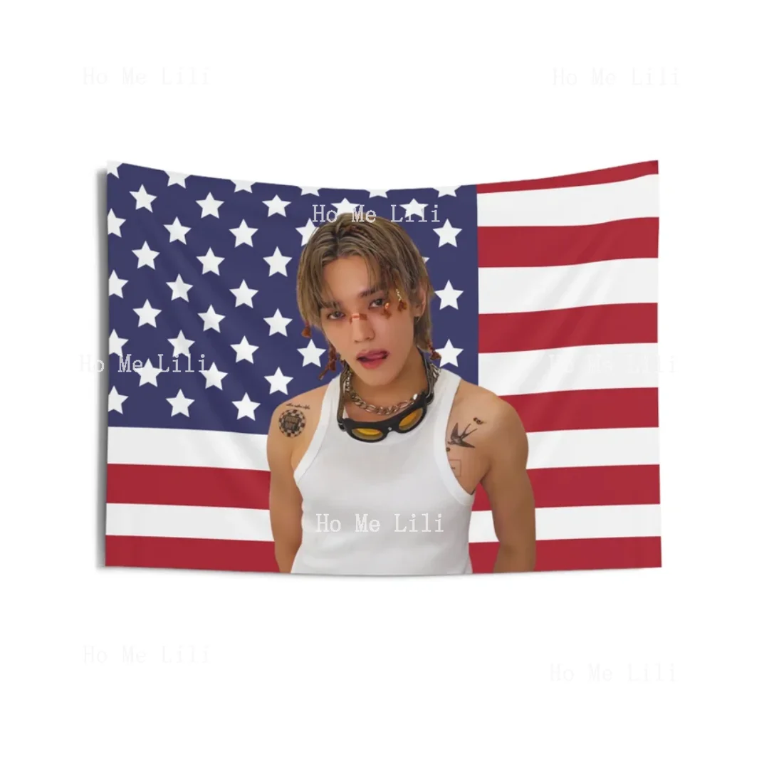 Taeyong Kpop Гобелен с американским флагом Декор Подарок