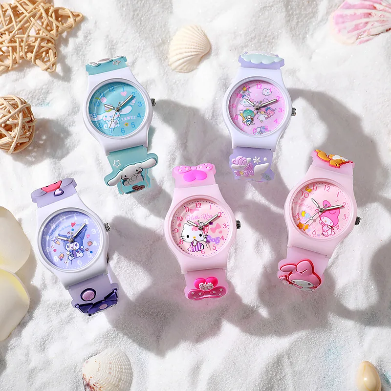 

Sanrio, Hello Kitty детские наручные часы с 3D рисунком Cinnamoro водонепроницаемые кварцевые часы мультяшные часы силикагелевые часы детские подарки