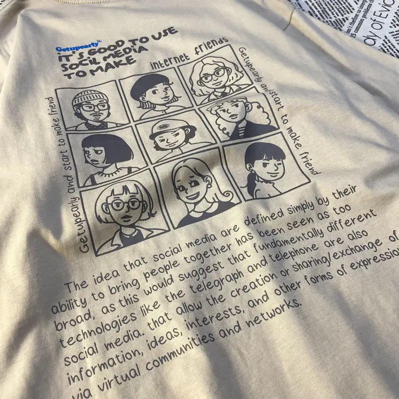 SMVP 2022 летняя новая футболка с короткими рукавами и принтом в стиле ретро женская