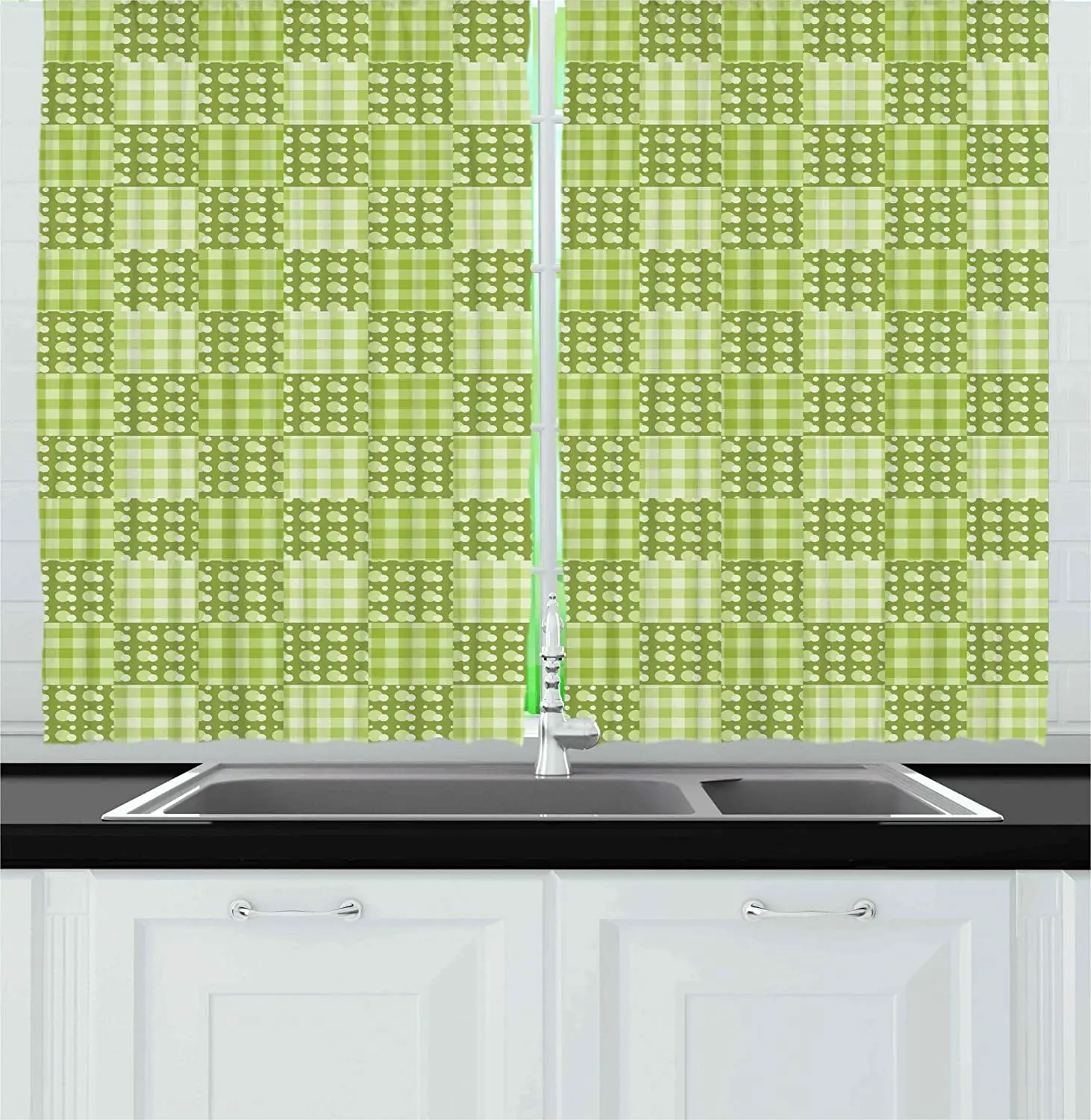 

Светонепроницаемые шторы в горошек и с узором в клетку, текстура, лоскутное шитье, простое искусство, кухня