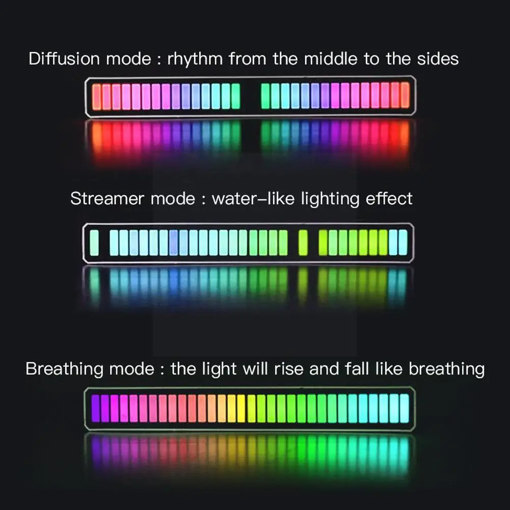 

Светодиодная Rgb светильник лента с управлением звуком, Регулируемая лампа-полоса с функцией звука, с зарядкой от USB, для автомобиля, для музы...