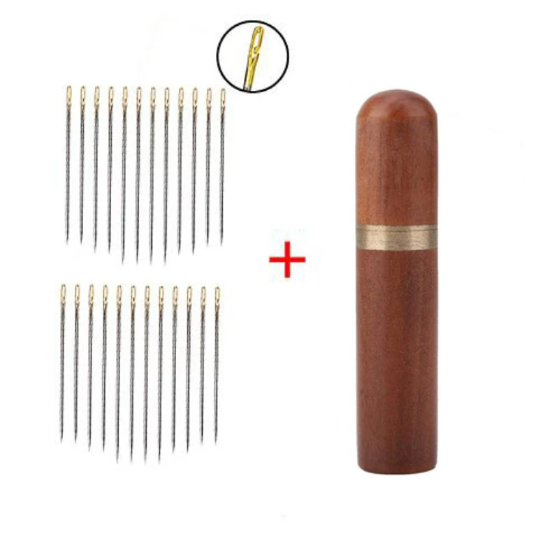 

DIY Embroidery Mending Needles Storage Tube Container Sewing Needles Holder Wooden Box Household Hand Sewing Apparel Accessories