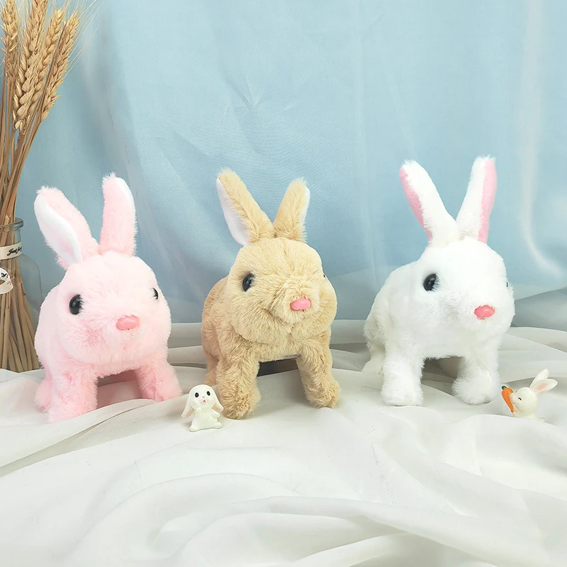 Electronic Plush Rabbit Toy Robot Bunny Walking Jumping Running Animal Shake Ears Cute Electric Pet for Kids Birthday Gifts