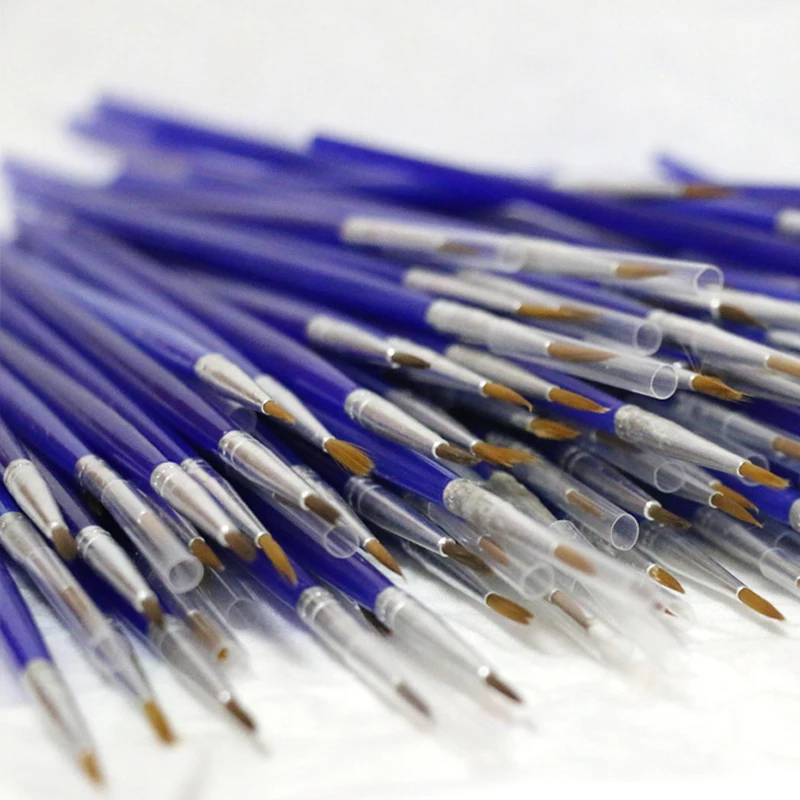 Set of 20 Blue Plastic Rod Nylon Hair Tip Gouache Digital Paint brush | Brushes