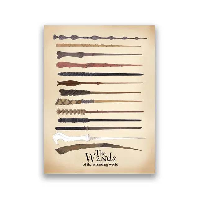 

Волшебные палочки волшебного мира Wizarding, Современные художественные плакаты, печать на холсте, художественные картины Moive, абстрактные картины на детской, Настенный декор