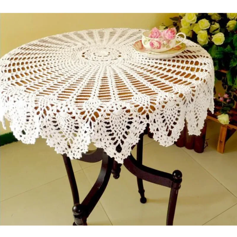 

70/ 80 /90 CM RD Shabby Chic 2 Sizes Vintage Crocheted Tablecloth Handmade Crochet Coasters Cotton Lace Cup Mat Placemat