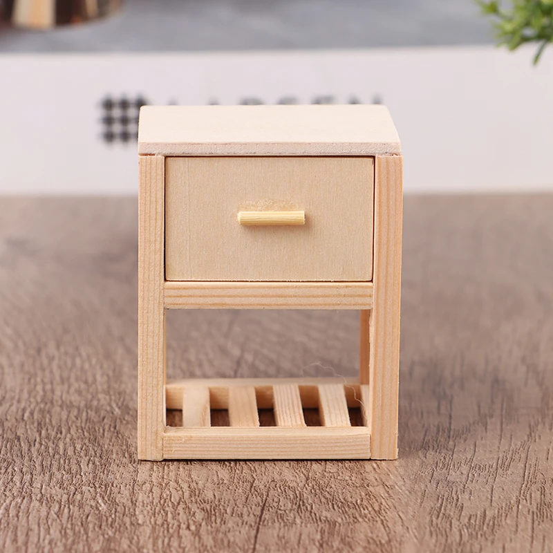 

1:12 миниатюрный прикроватный столик для кукольного домика, стеллаж для хранения с ящиком, шкаф, журнальный столик, модель мебели, аксессуары для кукольного домика