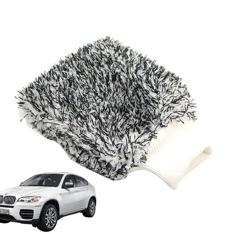 

Wash Mitt Auto Detailing Scratch Free Double-Sided Microfiber Wash Mitt Lint Free Wash Glove And Microfiber Towels Car Washing