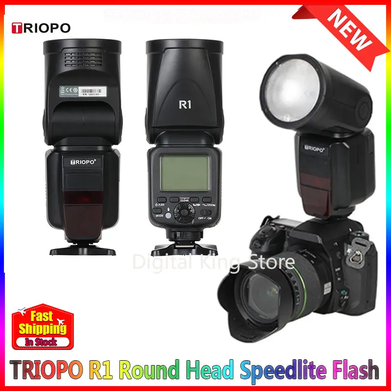 TRIOPO R1 круглая головка Speedlite Flash Light 2,4G беспроводной TTL 1/8000s 5600K Цветовая температура 76Ws 16 каналов