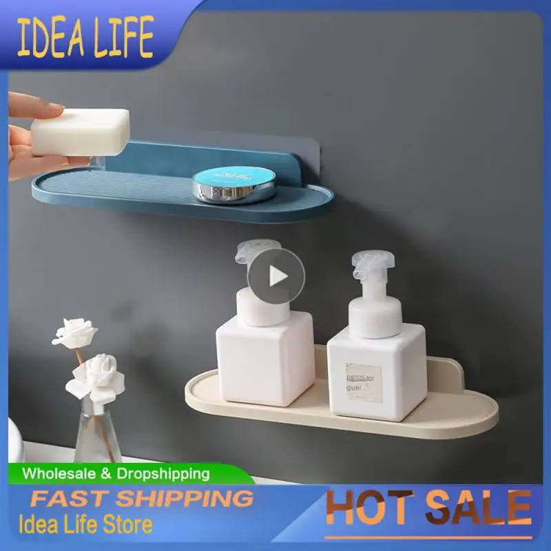

Plastic Nail-free Kitchen Storage Holder Seamless Bath Shower Shelf Stable Multifunctional Kitchen Wall Shelf 29 10cm