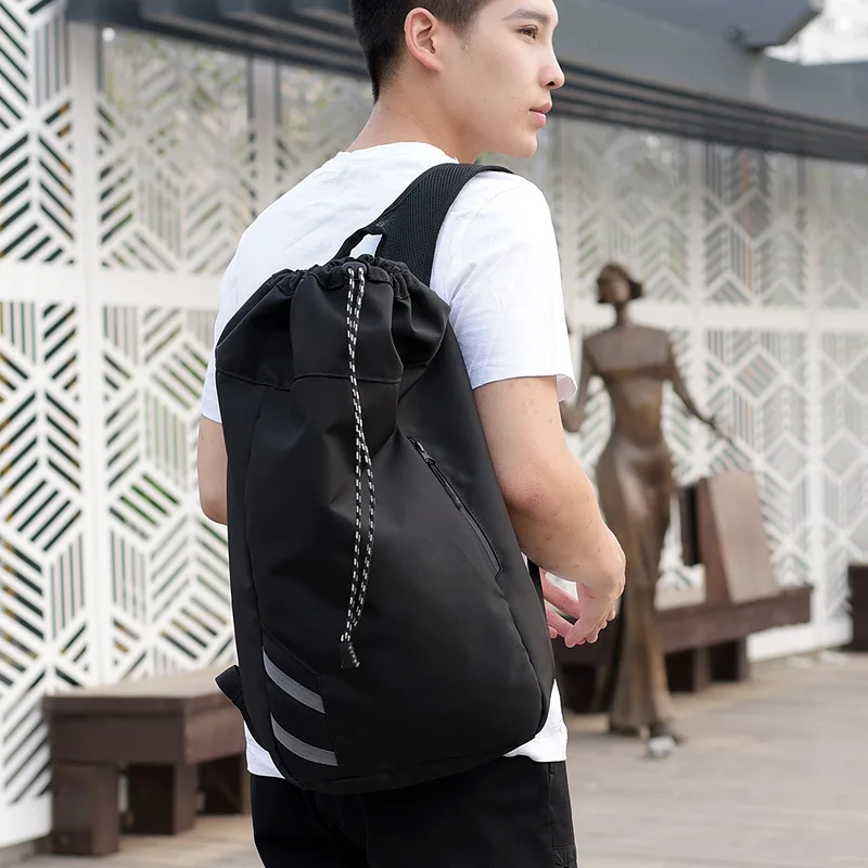 

Мужской повседневный рюкзак на шнурке, водонепроницаемый рюкзак из ткани Оксфорд с отделением для карт, противоразбрызгивающий спортивный баскетбольный рюкзак для улицы