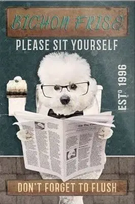 

Metal Tin Sign Bichon Frise Dog Style,Dog Retro Poster,Cafe Bar Pub Beer Club Wall Plaque Home Decor Poster Painting