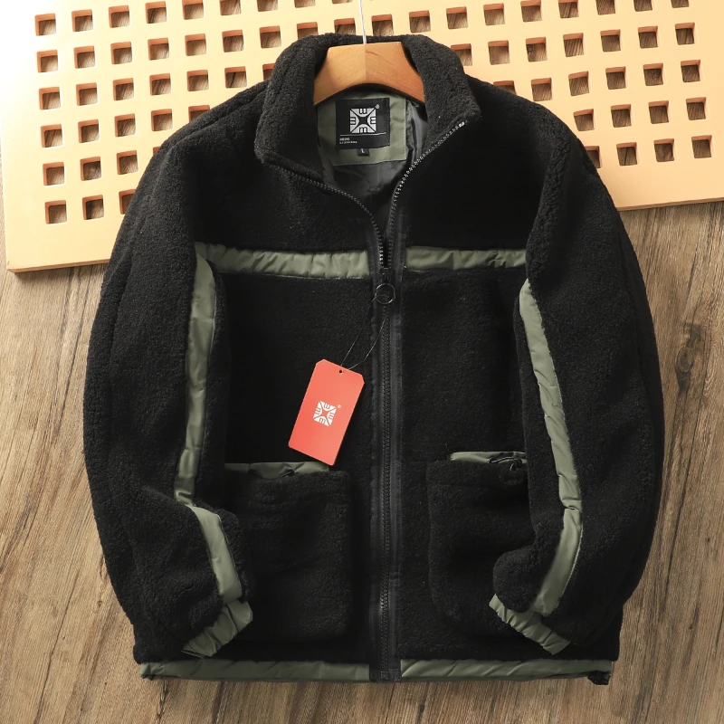 Мужская куртка из овечьей шерсти с воротником-стойкой