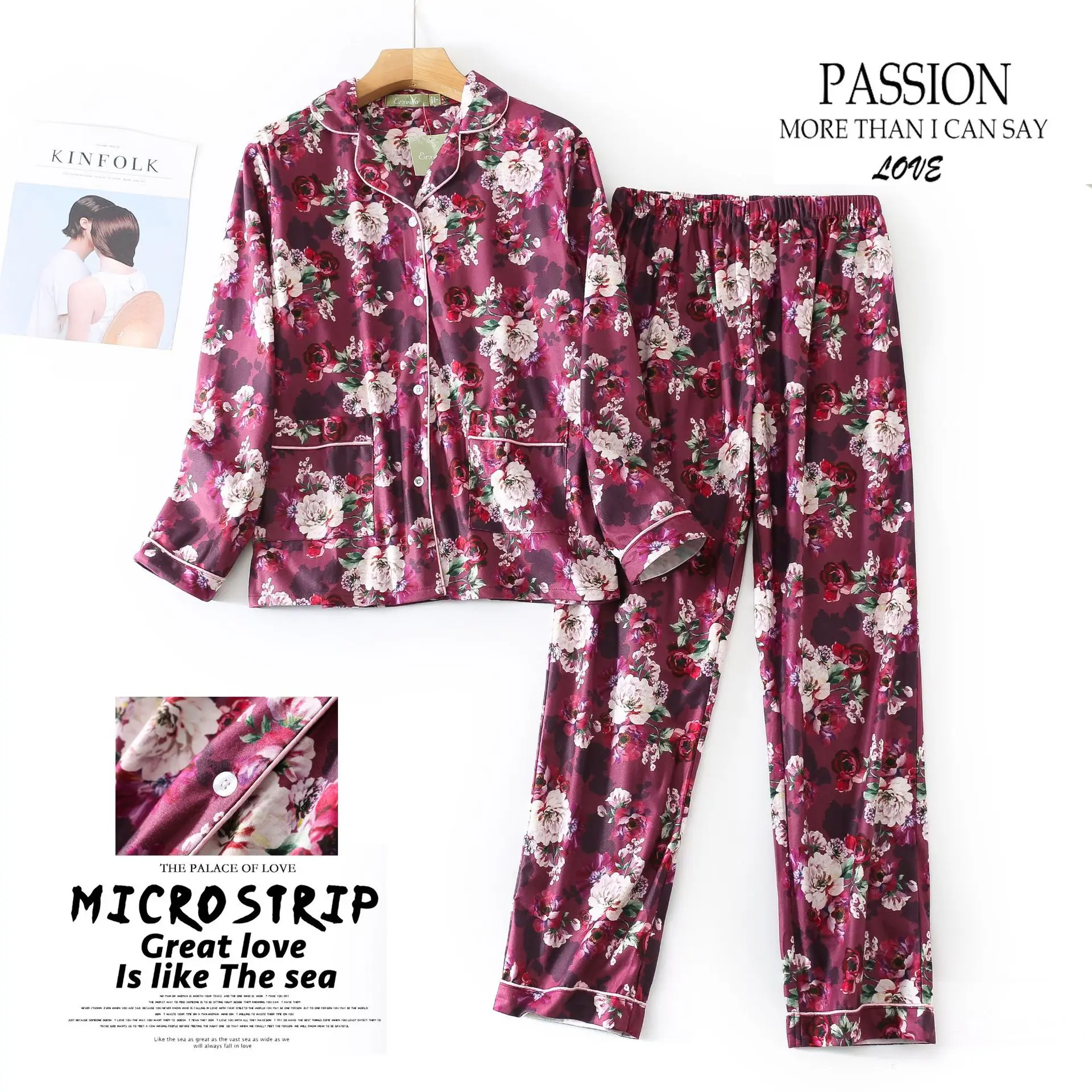 Women Knitted Flannel Pajamas Long-sleeved Trousers Housewear Suit Winter Thermal Pajama Set for Women Button Down Pjs Set S-L