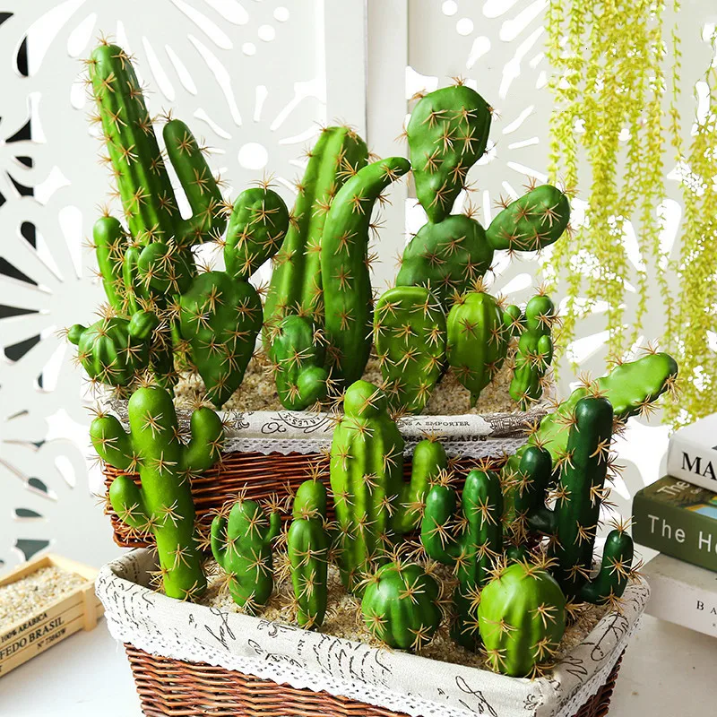 

Simulated Polyfoam Cactus Succulent Green Plant Flower Arrangement Potted Landscape Artificial Bonsai Accessories DIY Home Decor