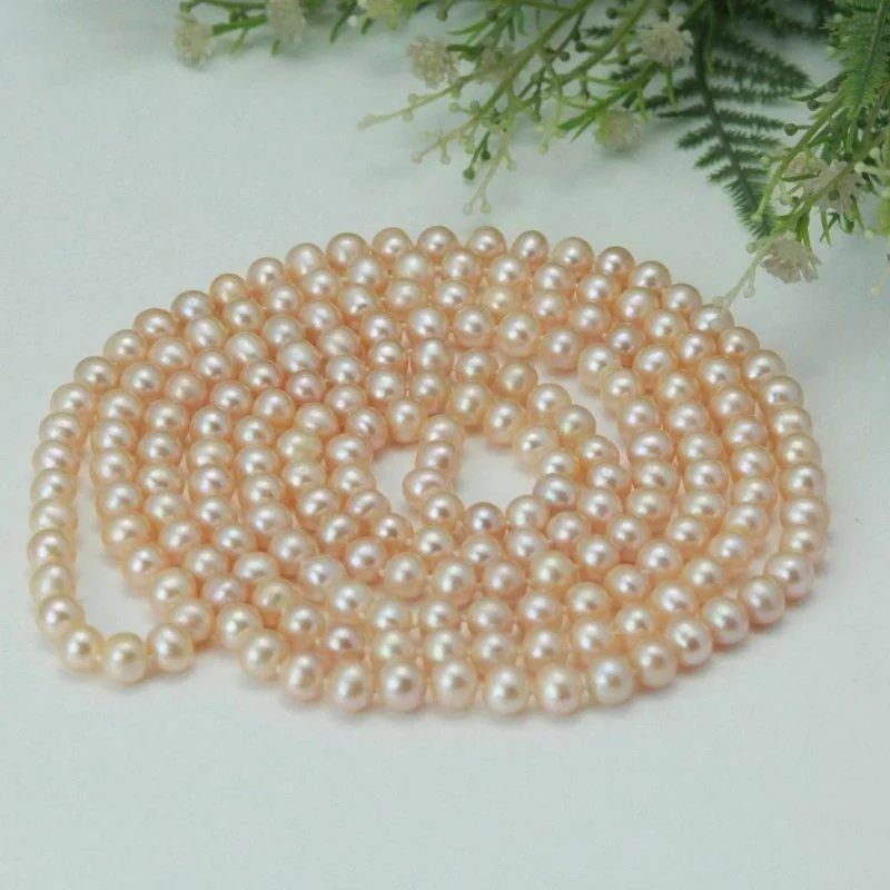

Модное ожерелье из розового пресноводного культивированного жемчуга 7-8 мм 36 дюймов AAA +