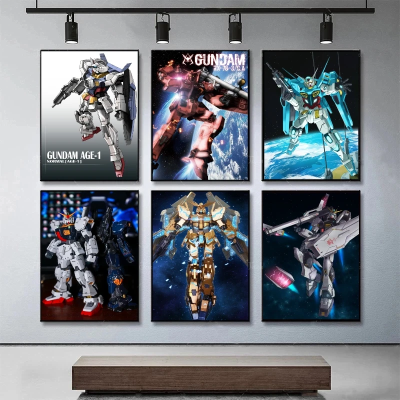 

Vintage Style Japanese Anime Figure Character Painting Gundam Canvas Oil Painting Home Office Wall Decoration Wall Art Poster