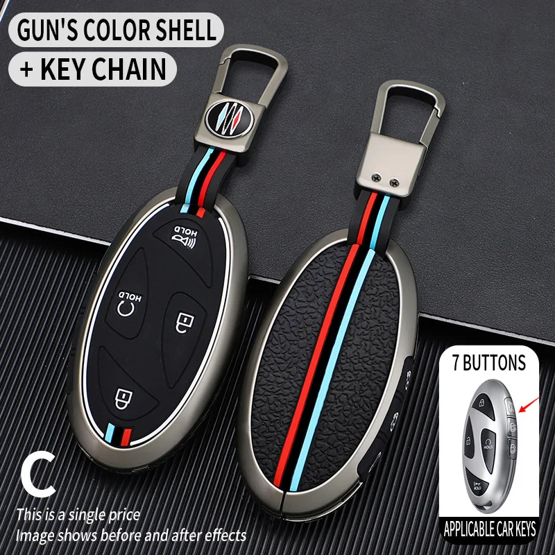 

5 7 кнопок из цинкового сплава + силиконовый чехол для автомобильного ключа для Hyundai Kona Ev Grandeur GN7 IONIQ 6 2023 2024, защитный чехол для дистанционного ключа