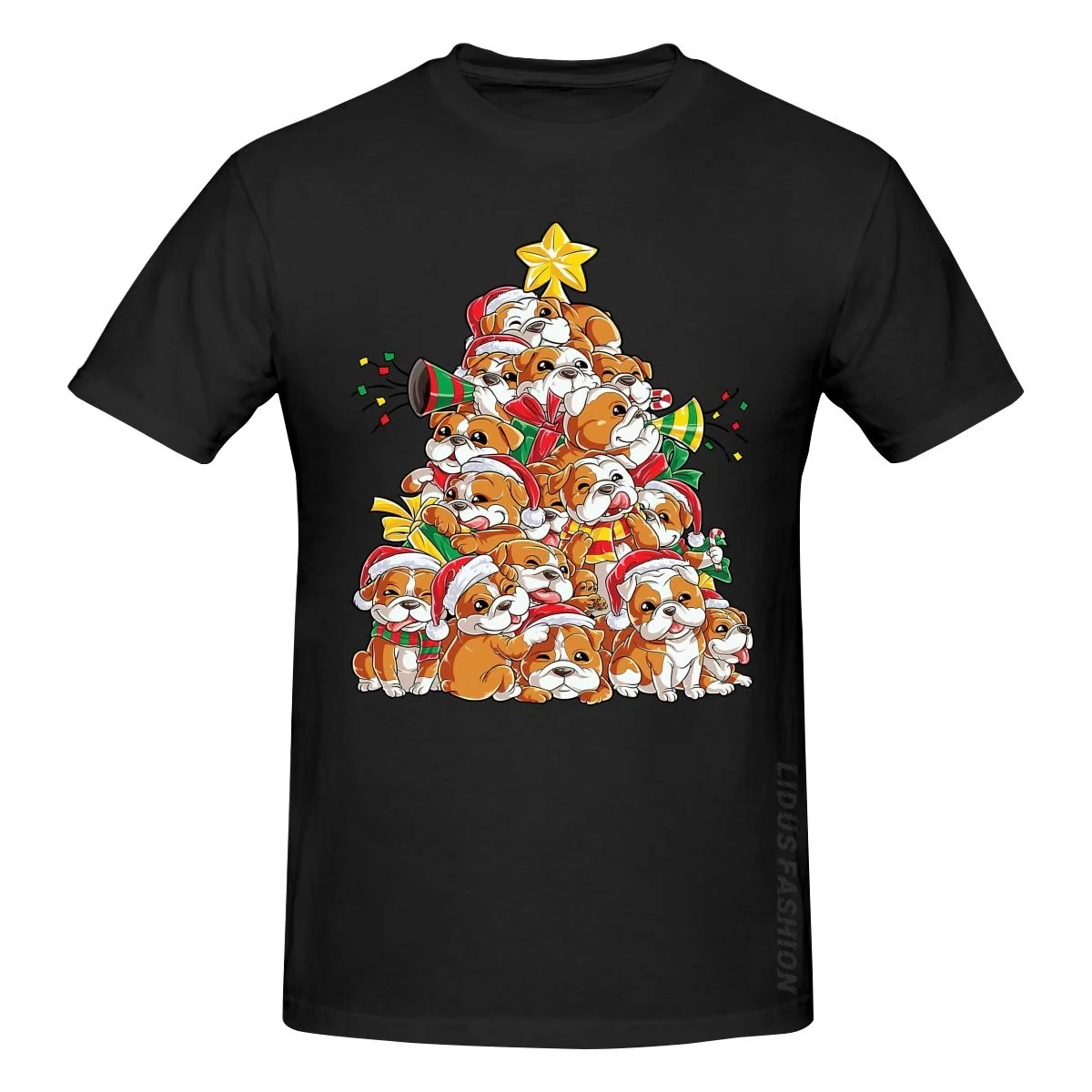 

English Bulldog Christmas Xmas Tree Dog T Shirt Clothing Graphics Tshirt Short Sleeve Sweatshirt undershirt Unisex T-shirt Tee