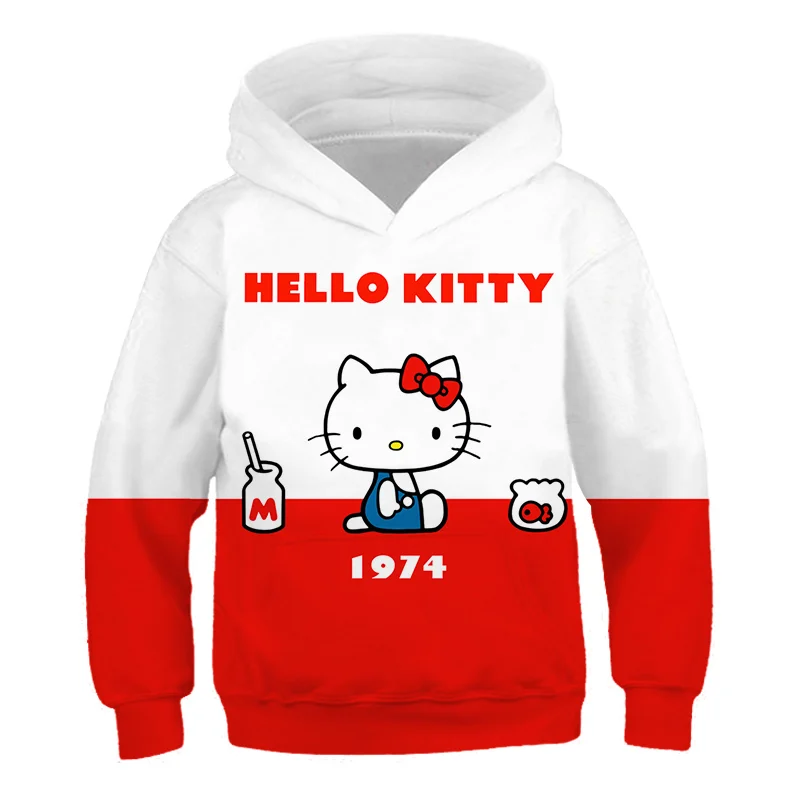 

Hello Kitty Hoodie Girls Clothes Boys Coat Children's Clothing For Baby Kids Girls Hooded Kawaii Sweatshirts Baby Long Sleeve