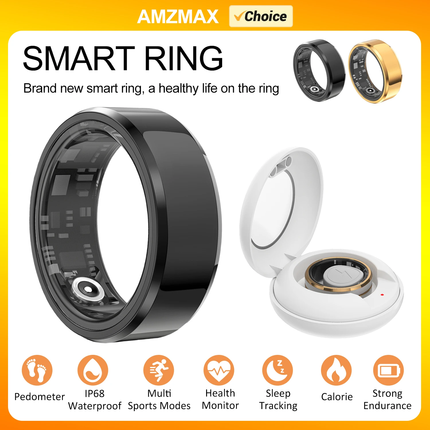 Amzmax Умное Фитнес-кольцо Для Мужчин И Женщин Мониторинг Сердечного Ритма Сна Ip68