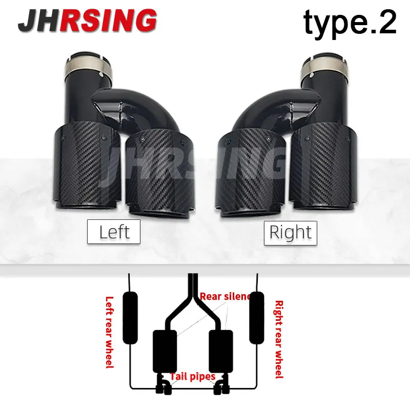 

H-образная двойная выхлопная труба, насадка из углеродного волокна для настройки глушителя, универсальная для автомобильного наконечника, нержавеющая глянцевая черная, без логотипа