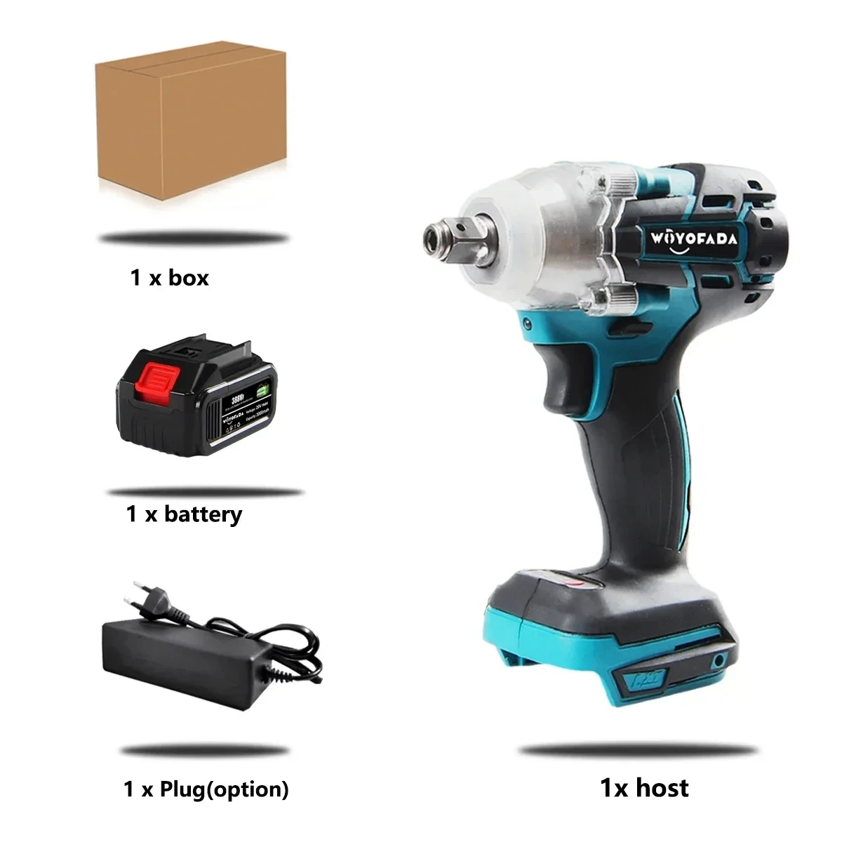 Электрический ударный гайковерт WOYOFADA 350 Нм, аккумулятор 18 В