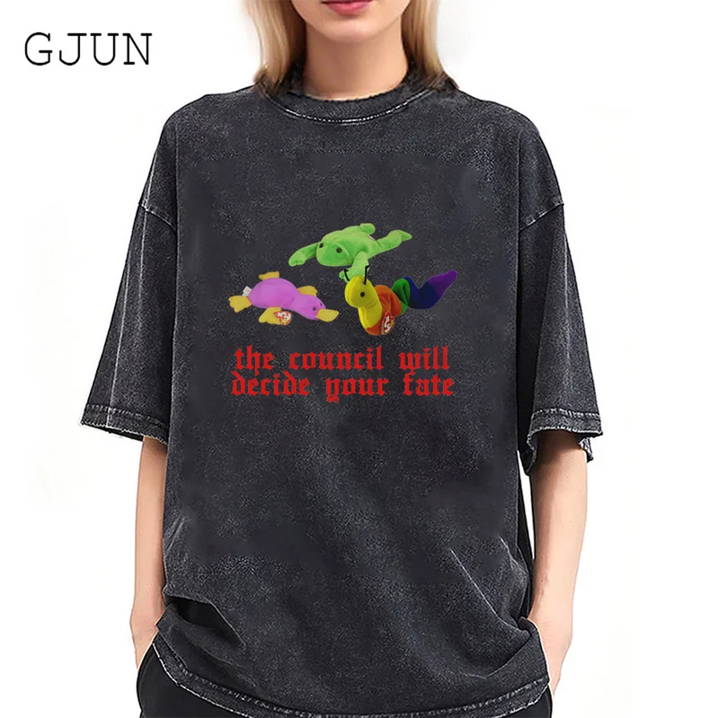 

Oddly Specific Shirt The Council Will Decide Your Fate T-shirts for Men Women 2023 Summer Cotton Washed Tees 90s Vintage Clothes