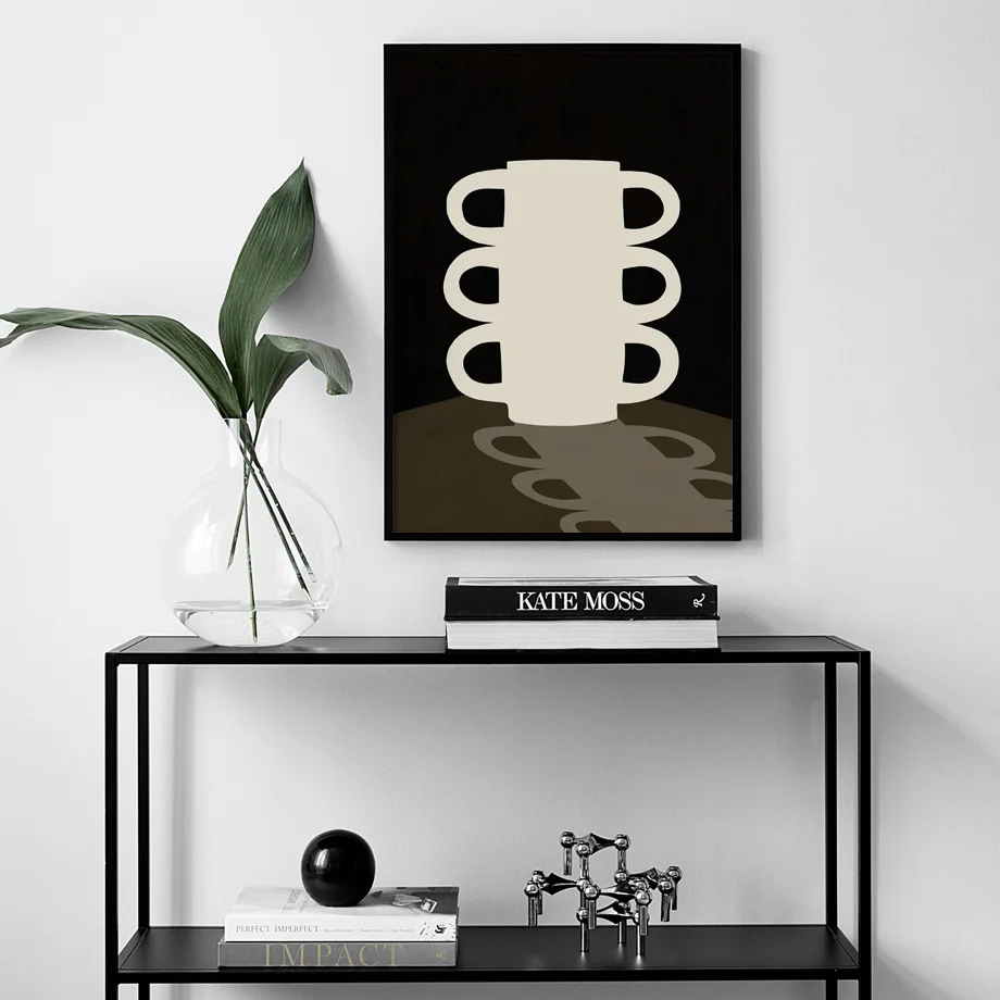 Абстрактная геометрическая форма на высоких каблуках женские плакаты и линия