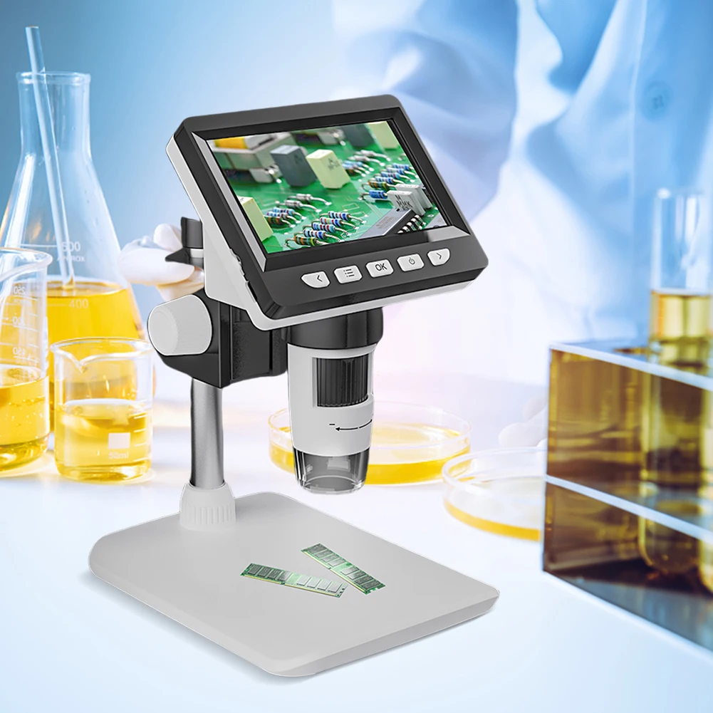 1000X USB цифровой микроскоп биологический 4 3-дюймовый ЖК-экран паяльный для монет