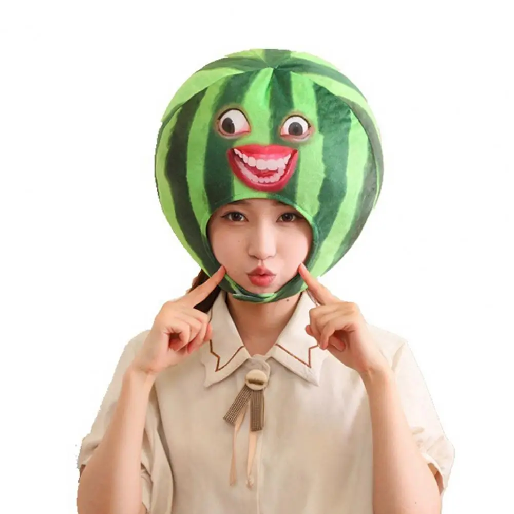 

Cartoon Caps Whimsical Watermelon Cartoon Hat Plush Fruit Headgear for Cross-dressing Selfie Props Cosplay Costume Fun Fruit