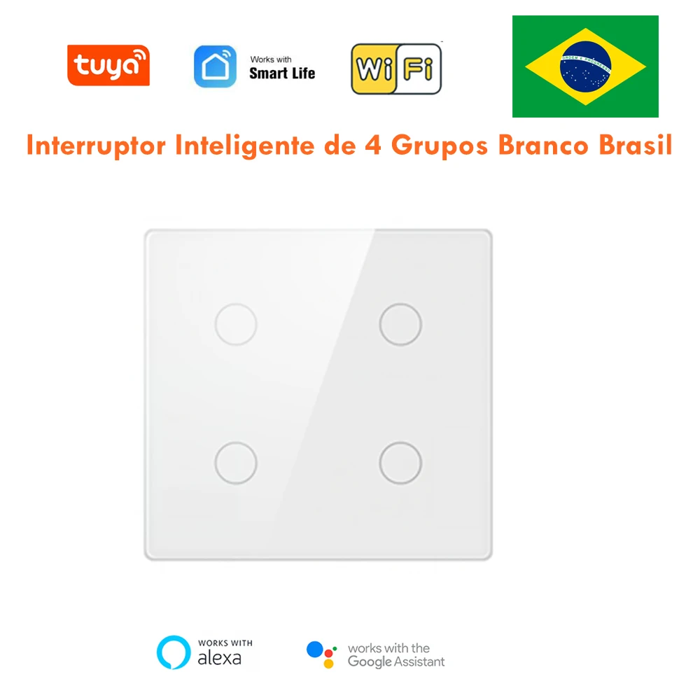 

Tuya Wall Switch Brasil interruptor inteligente WiFi Touch Sensor Smart Home Timing Voice Control Work with Alexa Google Home