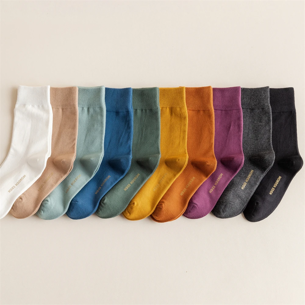 

Носки карамельных цветов с принтом в стиле Харадзюку, Осенние белые Смешные Хлопковые женские зимние милые однотонные милые модные кавайные носки в японском стиле