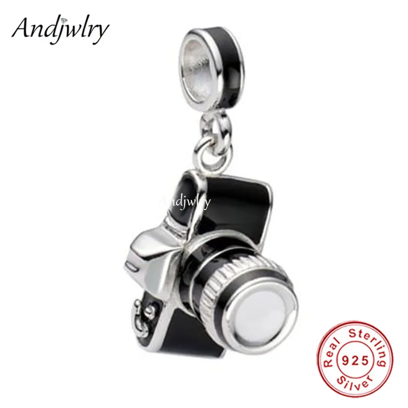 

Fit Bracelet Charms Silver 925 Original Black Enamel Camera Pendant Bead Bracelet&Bangle Jewelry Berloque
