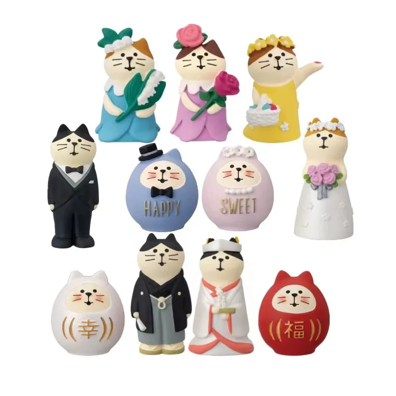 Японские Мультяшные миниатюрные фигурки милый кот жених невеста дизайнерская