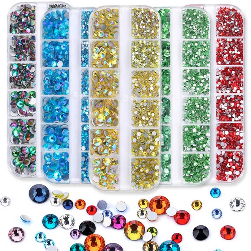 

Многоразовый Кристаллы Стразы для ногтей Набор стеклянных бриллиантов для дизайна ногтей, 3D украшения, подвески для женщин и девушек, ноготь маникюрный-разные размеры, размер, дрель для ногтей