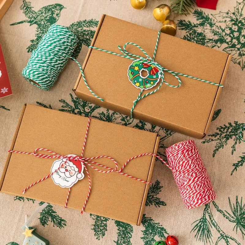 2 мм * 100 м красочная хлопковая веревка DIY ремесла украшения струнная для 2024 Navidad