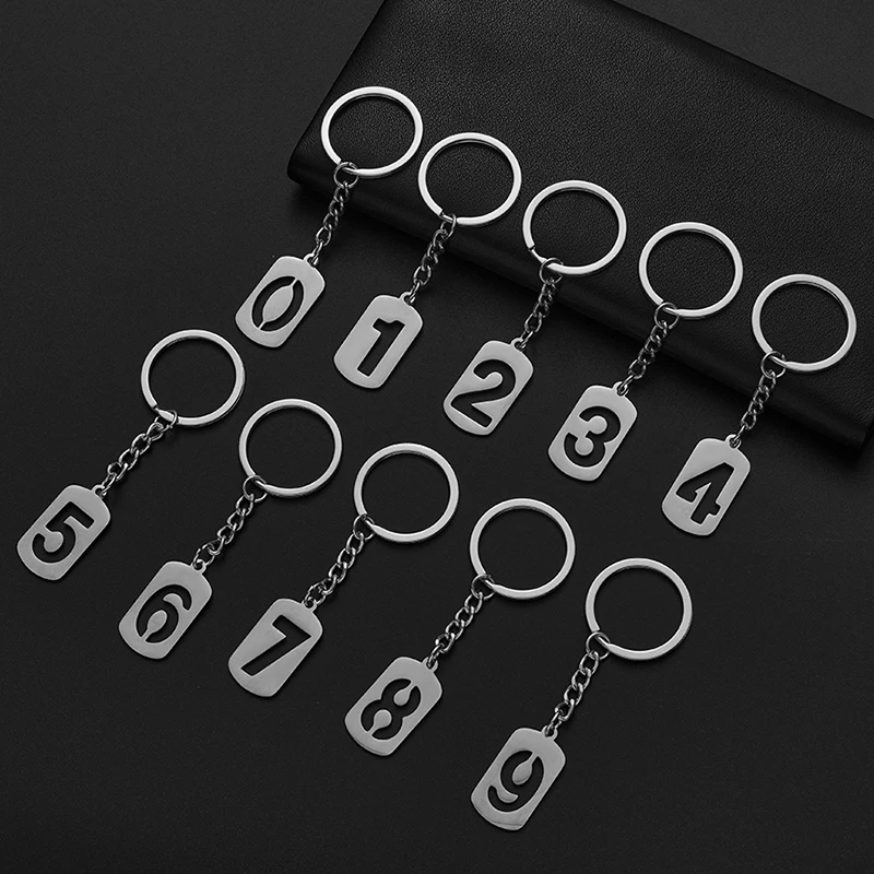 Креативный брелок для ключей с номером на удачу 0-9 серебристые брелоки из