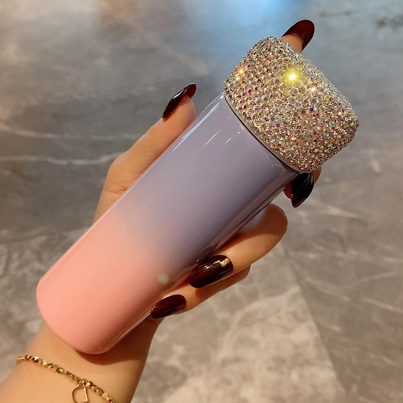 

Mini Insulated Flask Cup Rhinestone Stainless Steel Portable Vacuum Hot And Cold Pocket Thermos Car Water Bottle Student Gifts