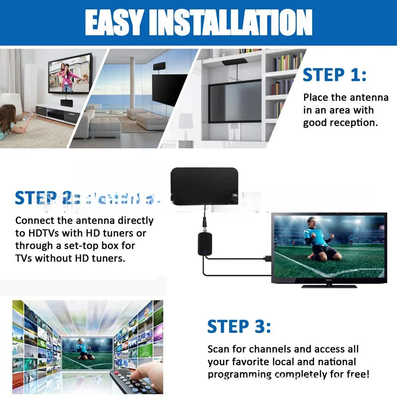 Digital TV Antenna, Signal Amplifier TV Antenna, HDTV 4K TV Antenna