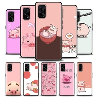 phone case for realme c3 c21 c25 c11 c12 c20 c35 oppo a53 a74 a16 a15 a9 a54 a93 a31 a52 a5s tpu case cartoon pink cute pig