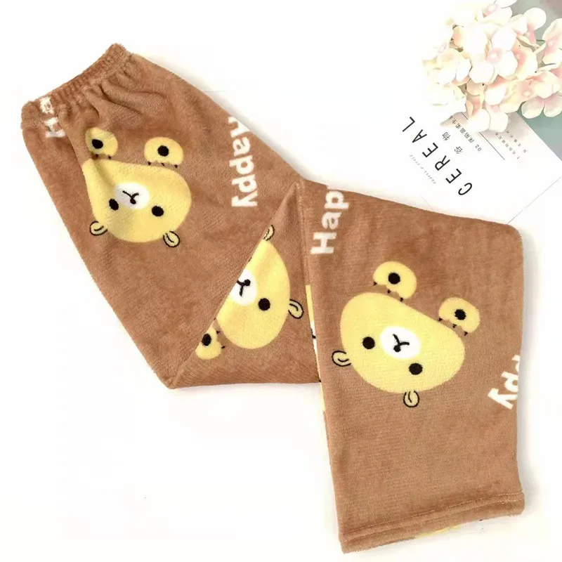 Зимние женские плюшевые Пижама теплые домашние брюки дешевые свободные удобные