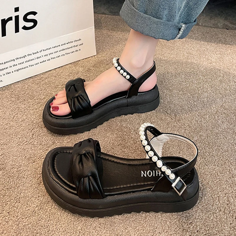 

2023 Summer Clogs Wedge Comfort Shoes for Women Soft Roman Sandals Med Clear Heels All-Match Suit Female Beige Platform New Glad